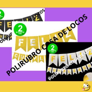 BANDERIN CARTON FELIZ CUMPLE CON BRILLO