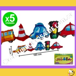 SET DE GLOBOS PERSONAJES 5PCS AUTOS SEMAFORO